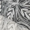 TULLE CORDED AND SEQUINS LEAF WHITE