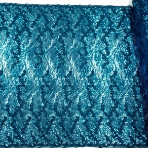 TULLE CORDED AND SEQUINS PAISLEY TEAL
