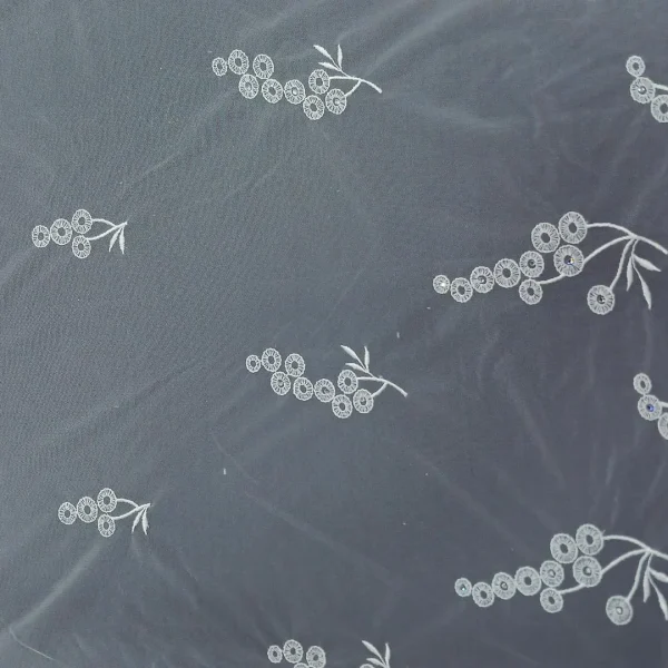 TULLE DIAMANTE BORDER-EMBORIDERED IVORY