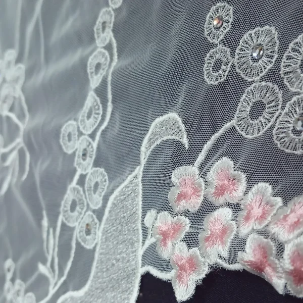 TULLE DIAMANTE BORDER-EMBORIDERED IVORY