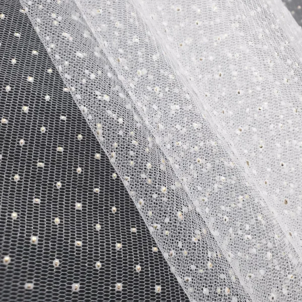 SOFT TULE DOTTED WHITE n GOLD