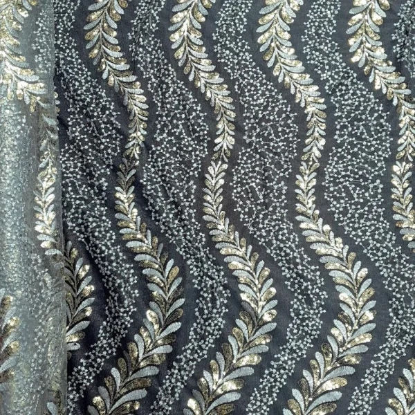 TULLE WITH SEQUINS FAN GREY