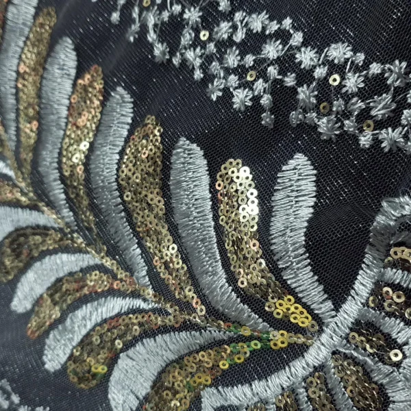TULLE WITH SEQUINS FAN GREY
