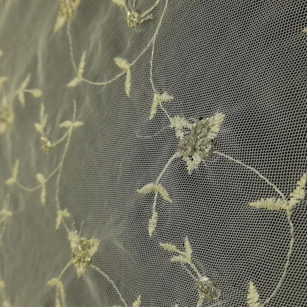 TULLE SMALL FLORAL METALLIC CREAM