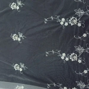 TULLE WITH TWO TONE EMBROIDERY AND BEADS IVORY