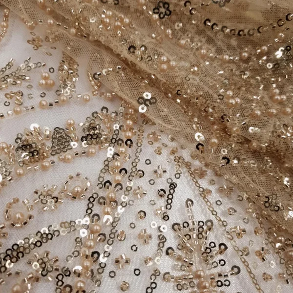 TULLE BRIDAL LACE HEAVY BEADED AASIYA GOLD