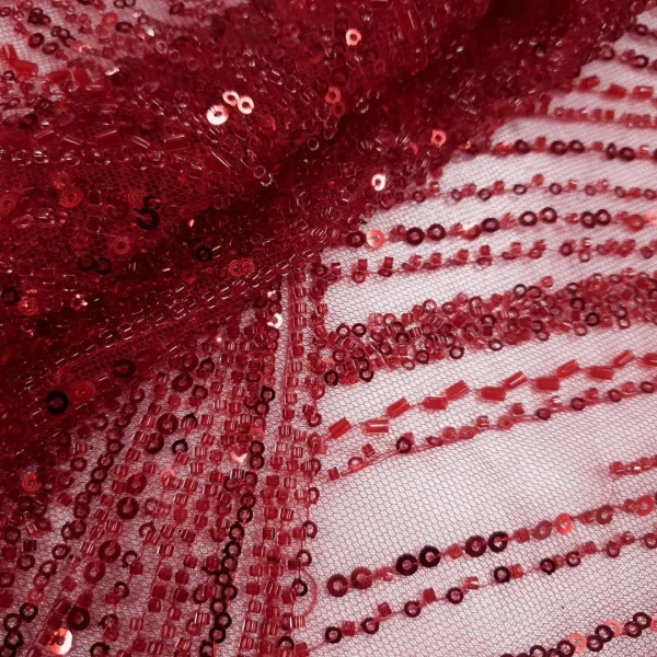 TULLE BRIDAL LACE HEAVY BEADED ECLIPSE1 RED