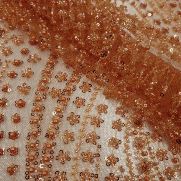 TULLE BRIDAL LACE HEAVY BEADED ECLIPSE3 ORANGE