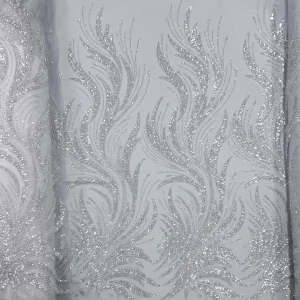 TULLE BRIDAL LACE HEAVY BEADED LILLY JANE SILVER