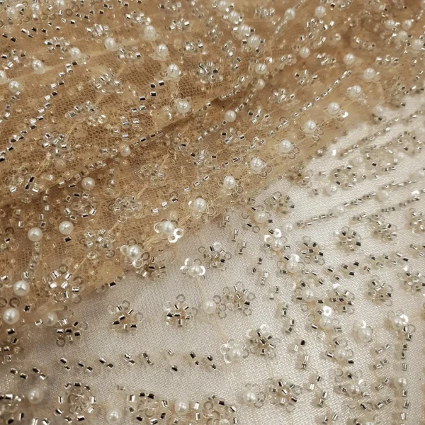 HEAVY BEADED TULLE BRIDAL LACE SOFIA2 GOLD