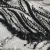 TULLE BRIDAL LACE HEAVY BEADED 2TONE-FEATHER BLACK