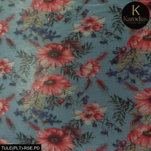 PLEATED PRINTED TULLE ROSE POWDER