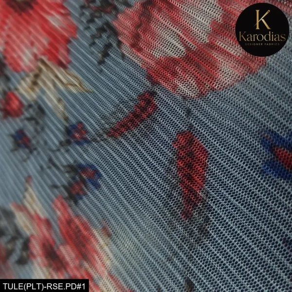 PLEATED PRINTED TULLE ROSE POWDER