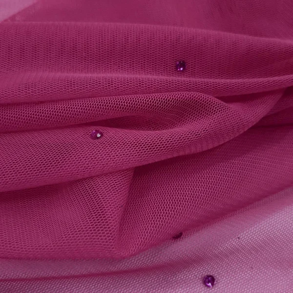 TULLE SOFT WITH STUD  EMBELLISHMENTS CERISE