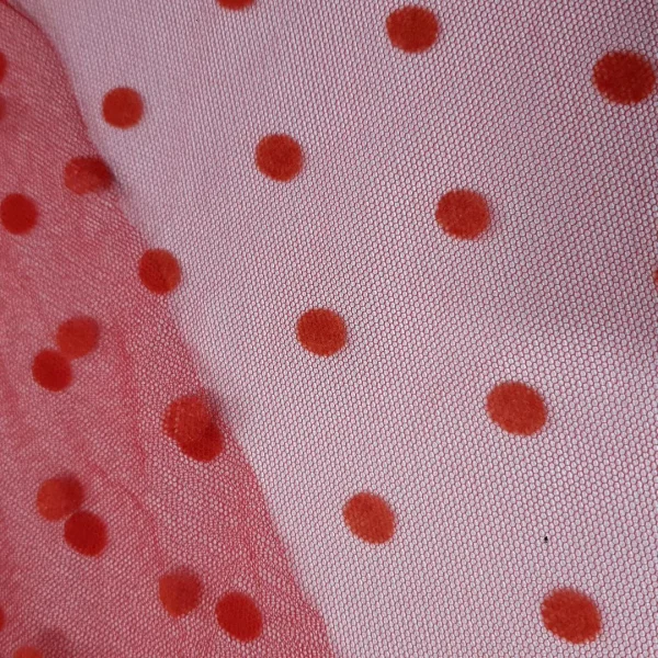 SOFT TULLE DOTTED-   RED