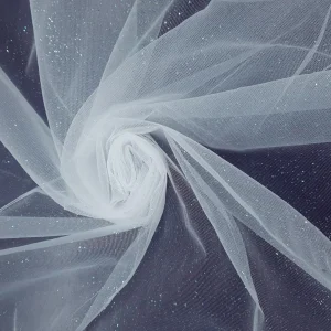VEILING MICRO FOILED TULLE WHITE