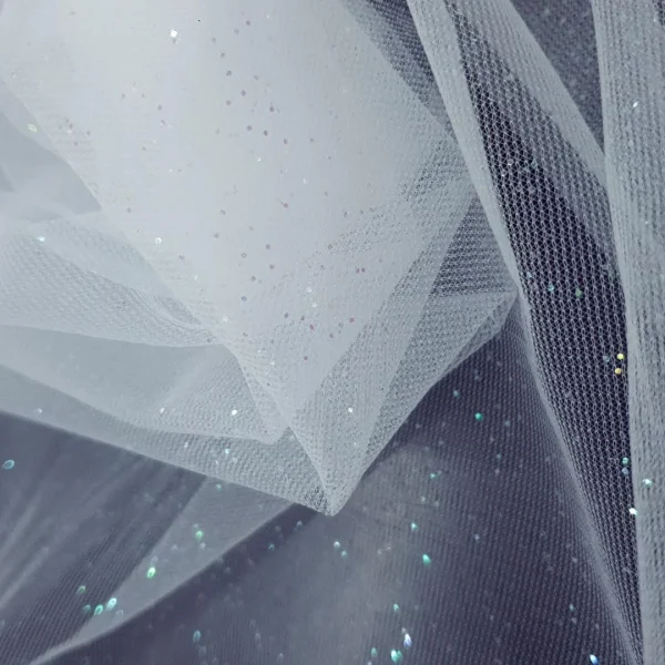 VEILING MICRO FOILED TULLE WHITE