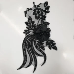 BEADED MTIFF EMROIDERED BRIDAL BLK